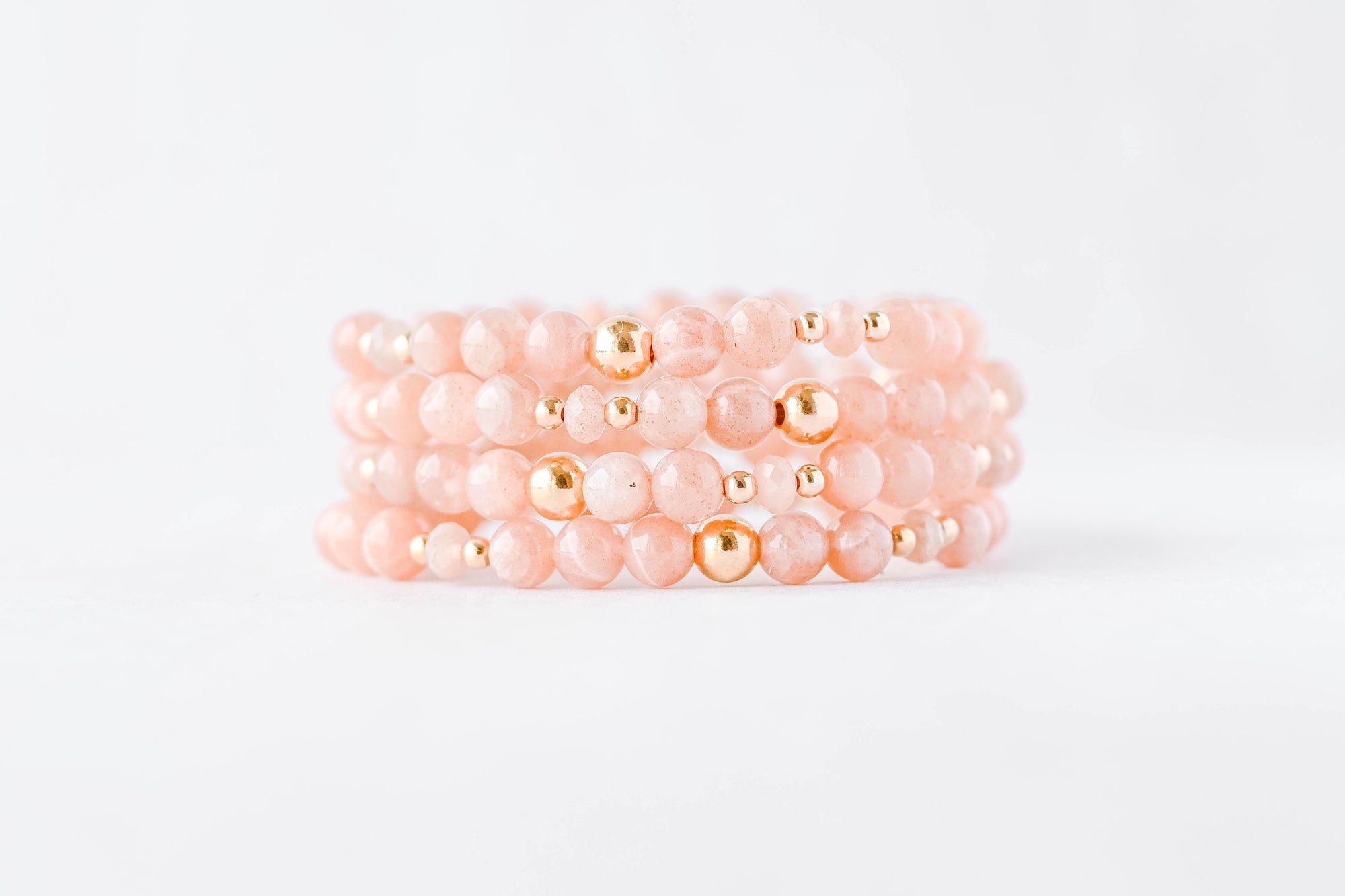 6mm Sunstone & Sunstone Rondelle with Gold Accents Luxe Bracelet