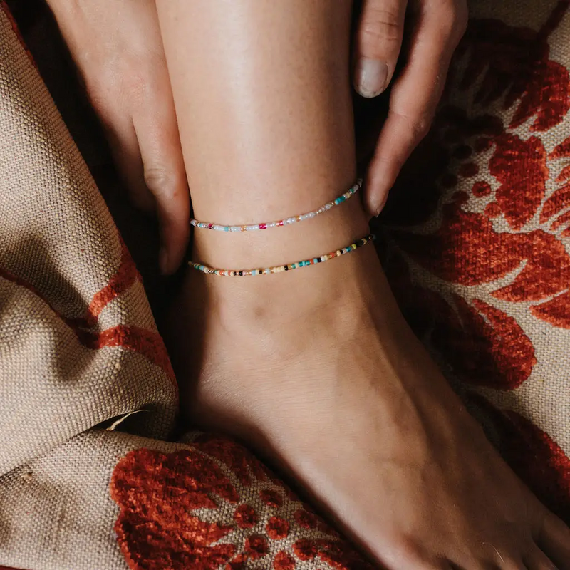 Teal Multi Mini Bead Anklet