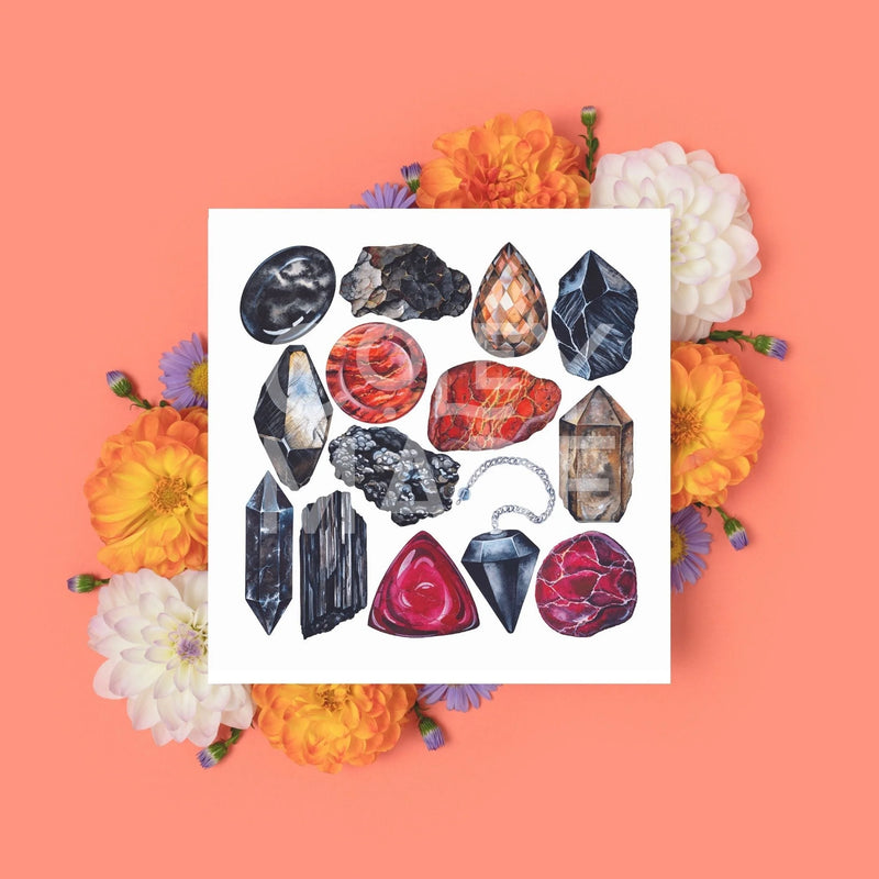 Watercolor Root Chakra Crystal Art Print