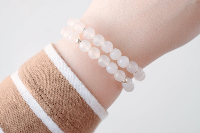 8mm Clear White Agate Bracelet - Catalyst & Co