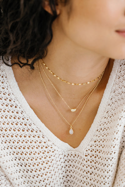 Gold Moonstone Drop Necklace
