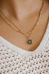 Gold Labradorite Drop Necklace
