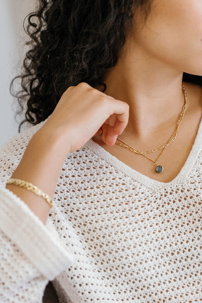 Gold Labradorite Drop Necklace