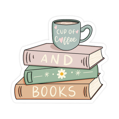 Cup of Coffee and Books Sticker