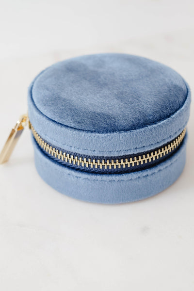 Sapphire Round Velvet Jewelry Case - Catalyst & Co