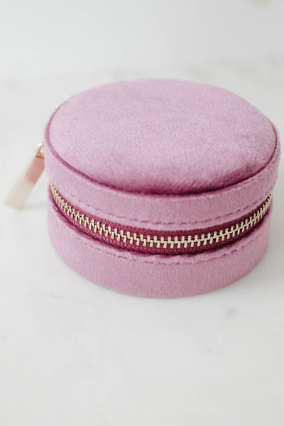 Rubellite Round Velvet Jewelry Case - Catalyst & Co