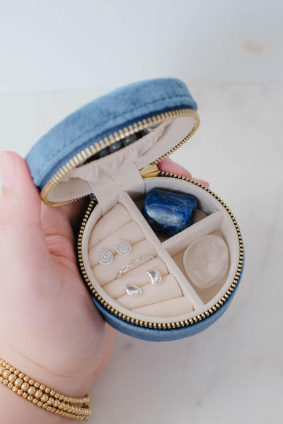 Sapphire Round Velvet Jewelry Case - Catalyst & Co