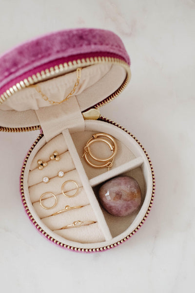 Rubellite Round Velvet Jewelry Case - Catalyst & Co