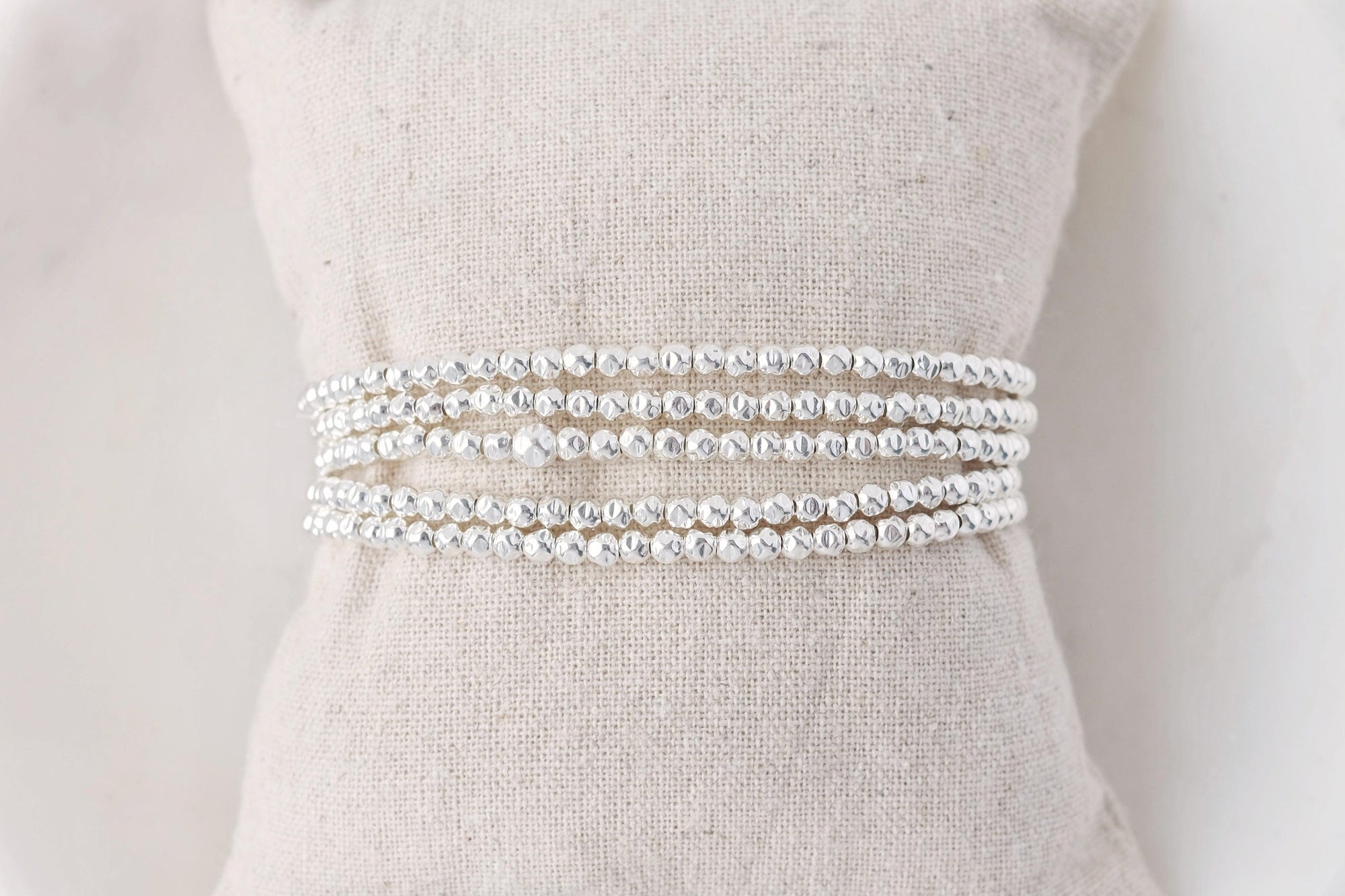 3mm Crinkle Silver Ball Stretch Bracelet - Catalyst & Co