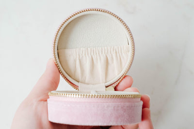 Rose Quartz Round Velvet Jewelry Case - Catalyst & Co