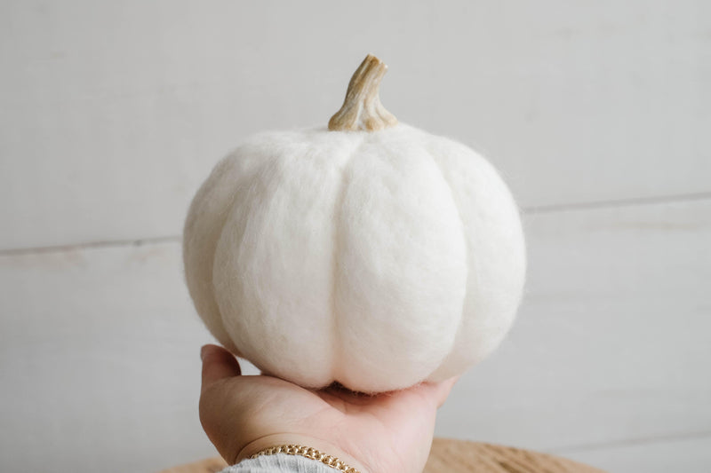 Large Cream Felt Pumpkin - Catalyst & Co