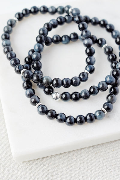 6mm Black Tigers Eye Bracelet - Catalyst & Co