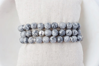 8mm Gray Marble Jasper Bracelet - Catalyst & Co