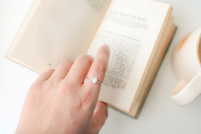 White Opal Tear Ring
