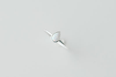 White Opal Tear Ring