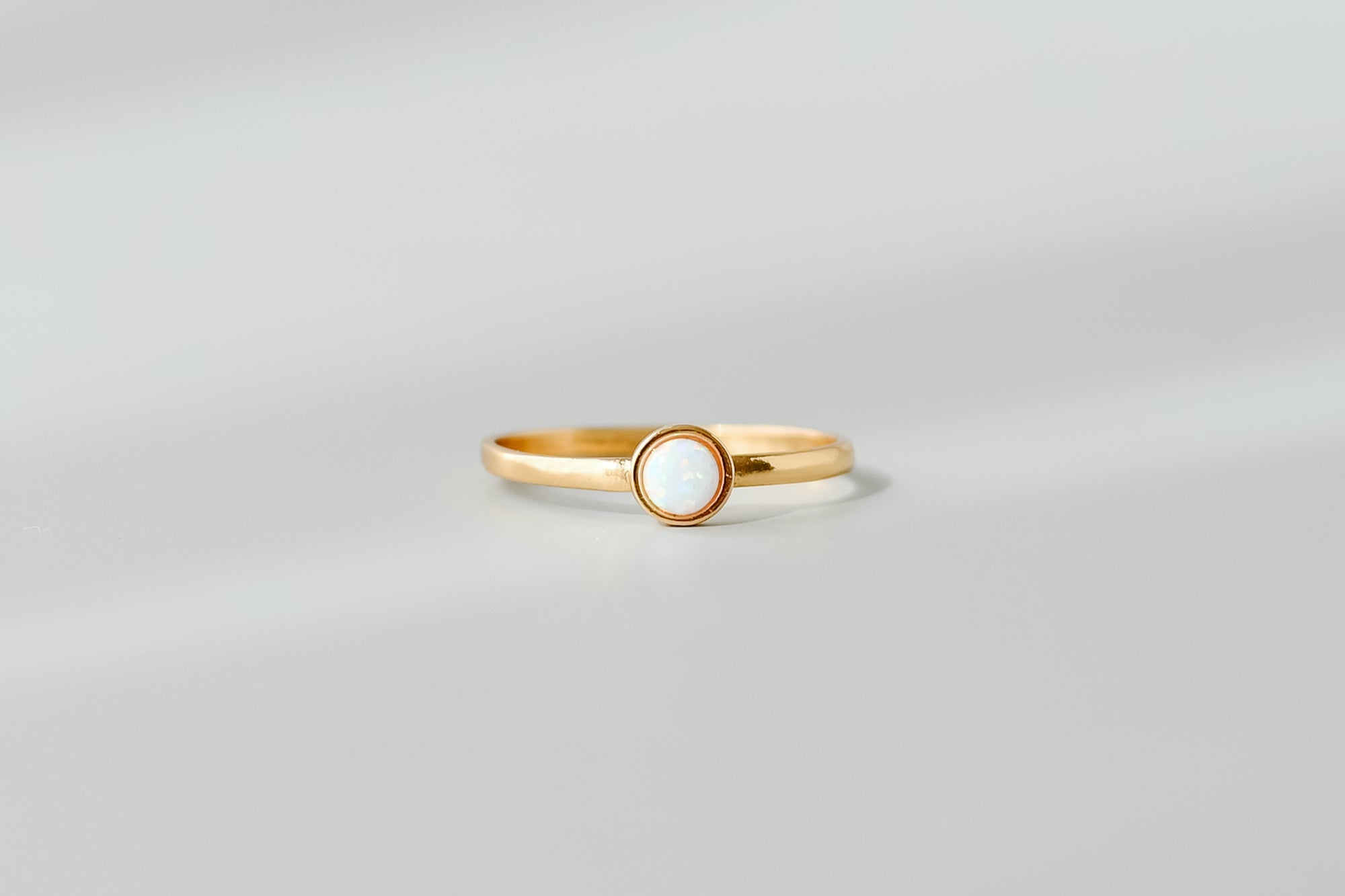 Gold Small Round Opal Ring