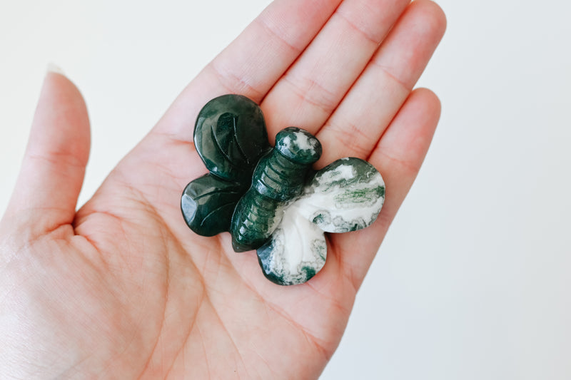 Moss Agate Flat Bee