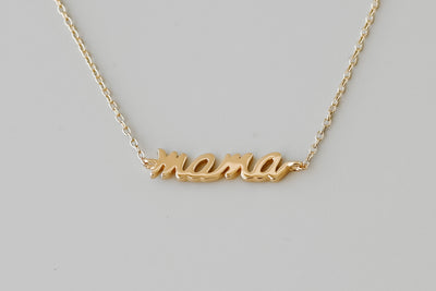 Gold Mama Script Necklace