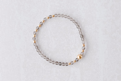 4mm Faceted Smoky Quartz with Gold Accent Luxe Bracelet