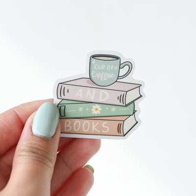 Cup of Coffee and Books Sticker