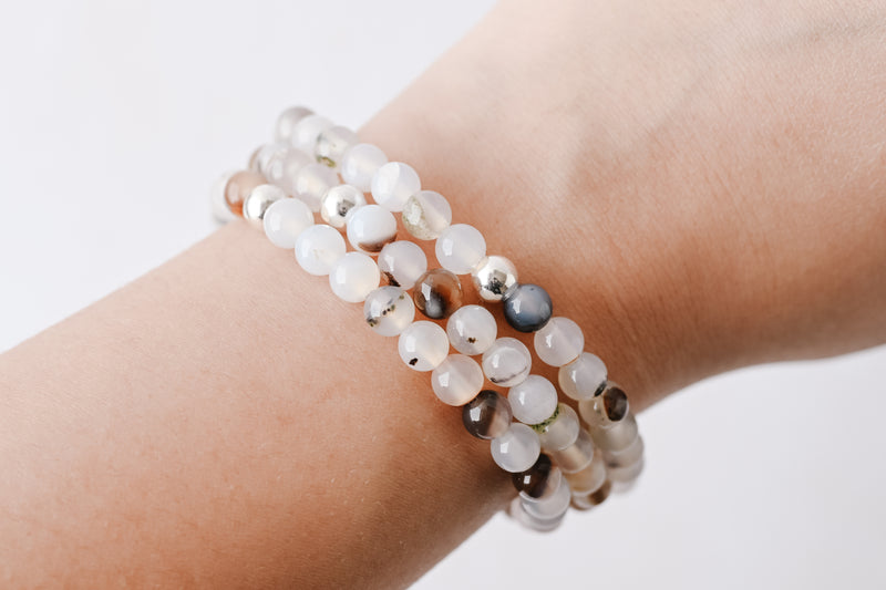 6mm Light Neutral Agate Bracelet