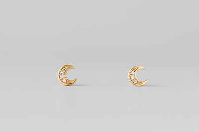 Gold Cubic Zirconia Moon Earrings