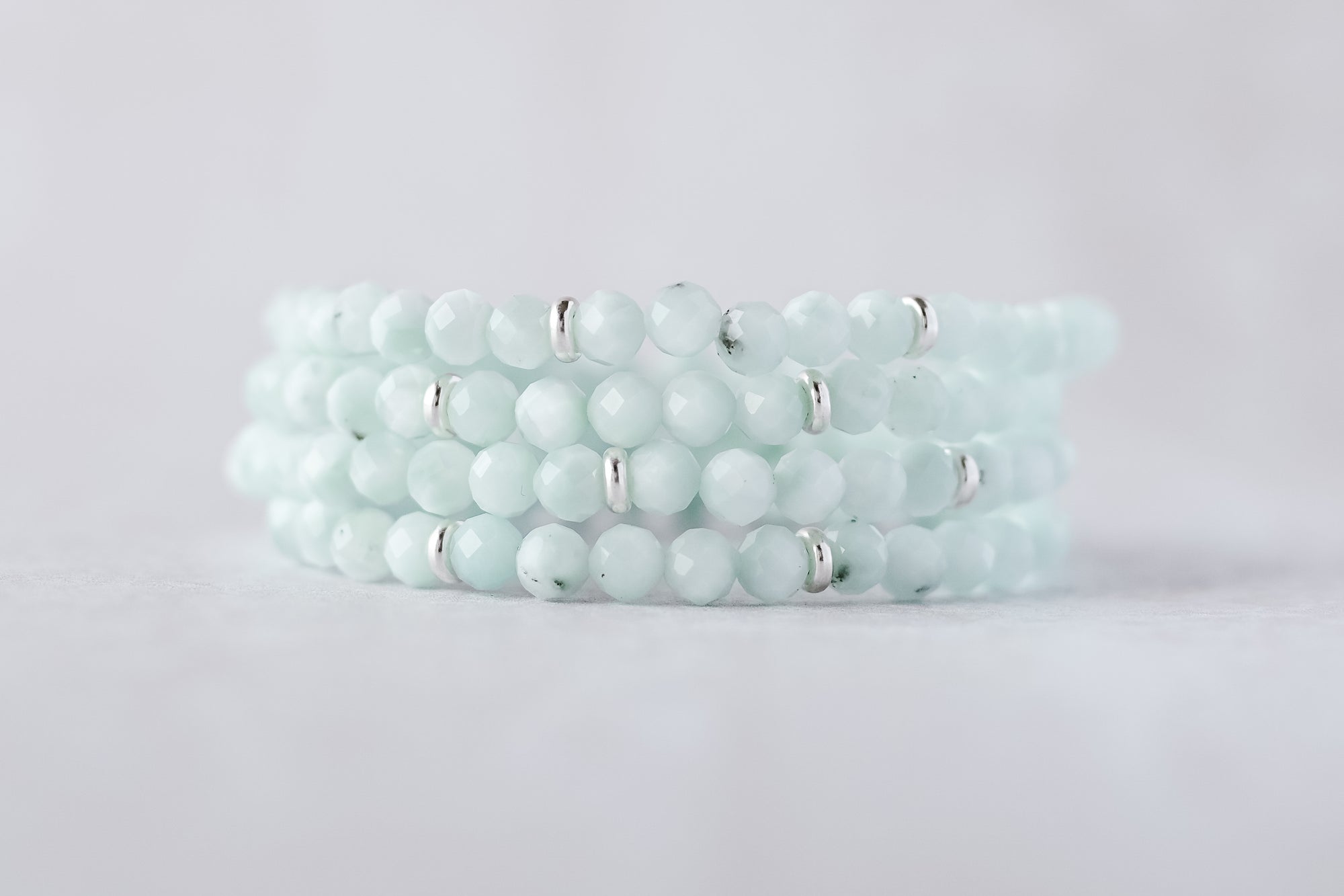 5mm Faceted Green Angelite Luxe Bracelet
