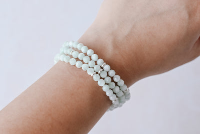 5mm Faceted Green Angelite Luxe Bracelet