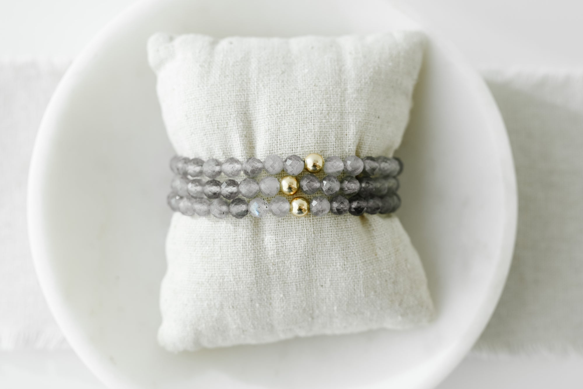 6mm Faceted Labradorite with Gold Accent Luxe Bracelet