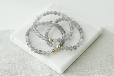 6mm Faceted Labradorite with Gold Accent Luxe Bracelet