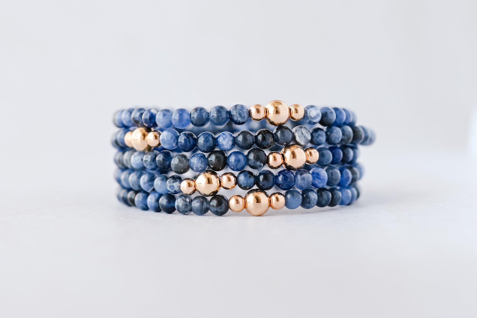 4mm Sodalite Gold Accent Luxe Bracelet