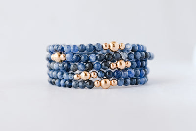 4mm Sodalite Gold Accent Luxe Bracelet