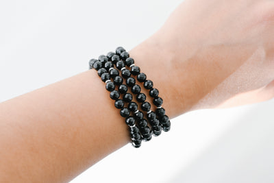 6mm Faceted Black Tourmaline Bracelet