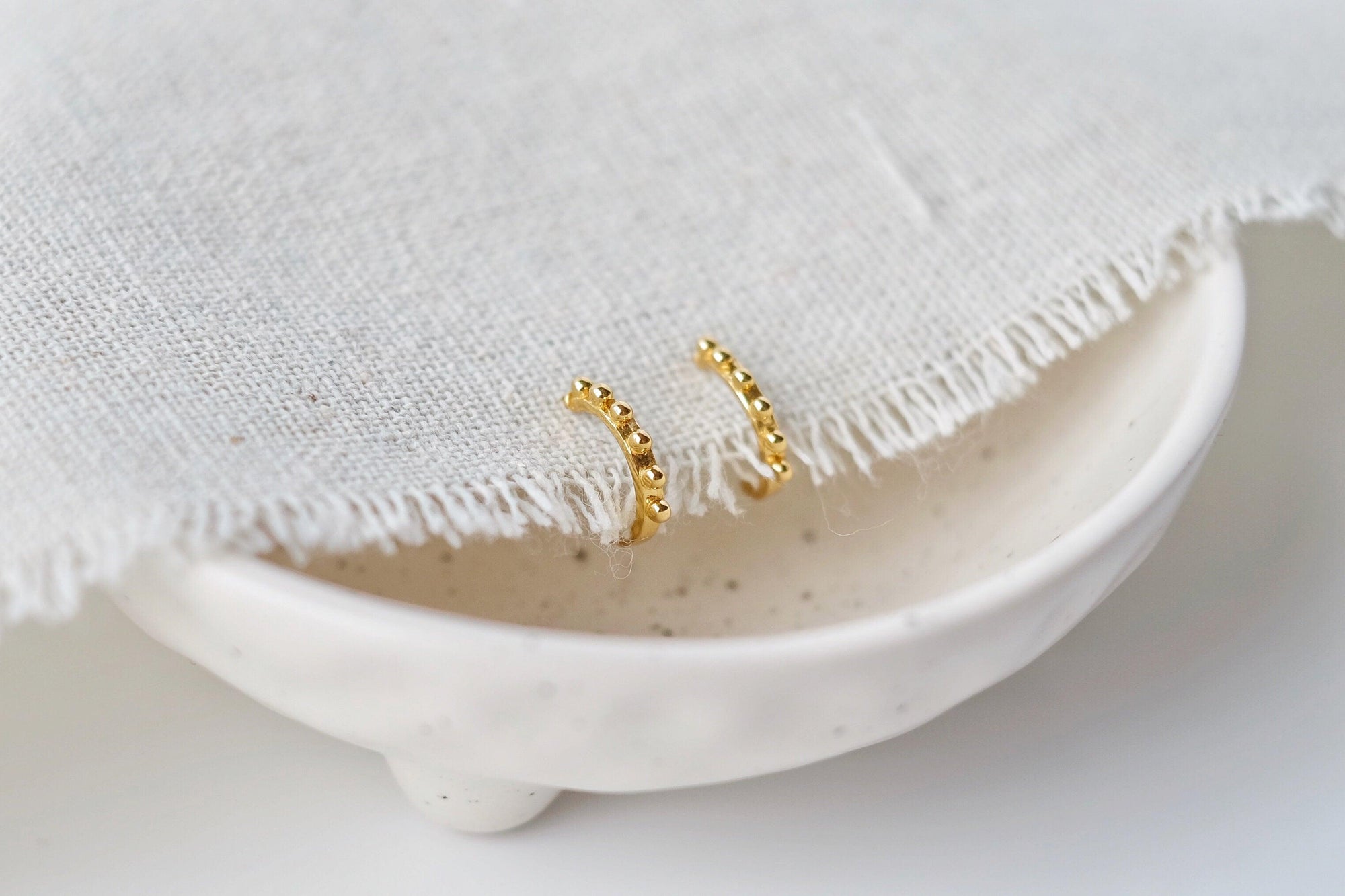 Gold Half Hoop Dot Earrings - Catalyst & Co