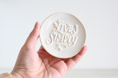 Live Simply Stoneware Trinket Dish