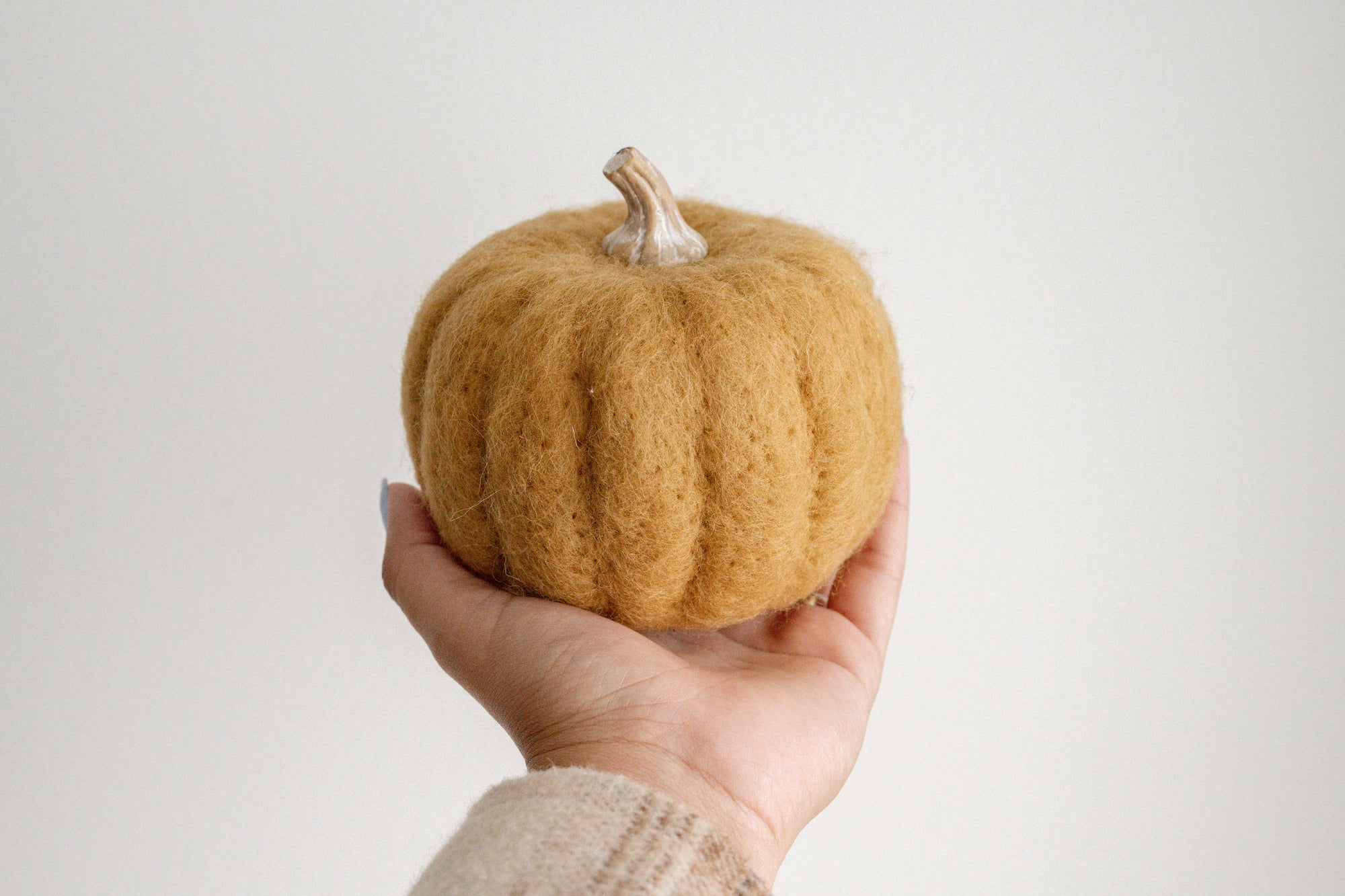 Medium Ochre Felt Pumpkin