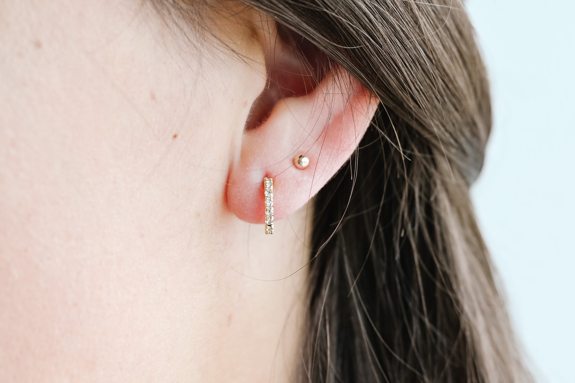 Gold Cz Half Hoop Earrings