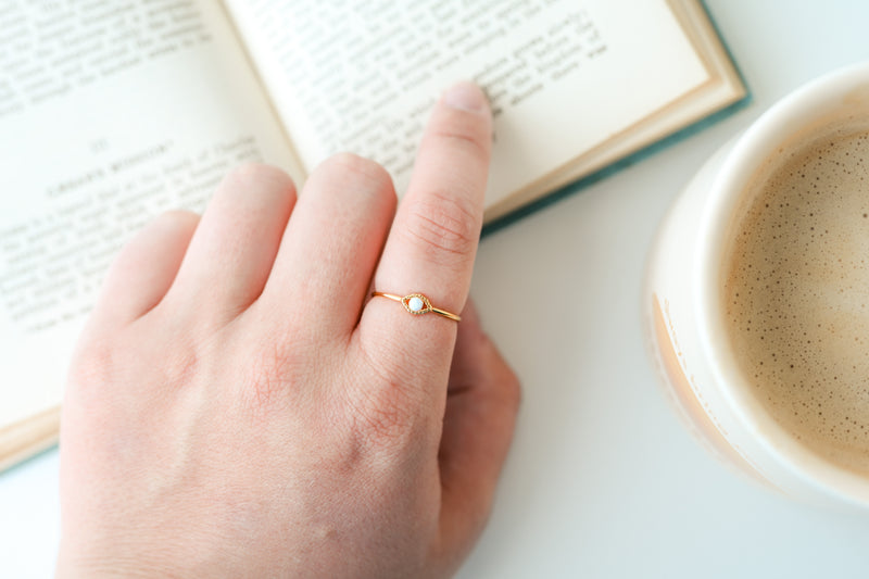 Gold Opal Evil Eye Ring