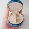Sapphire Round Velvet Jewelry Case