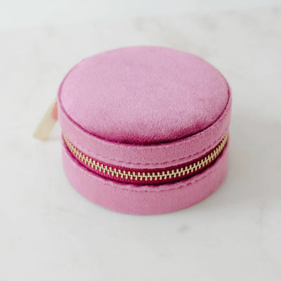 Rubellite Round Velvet Jewelry Case