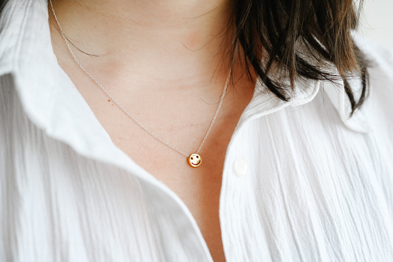 Gold + Silver Smiley Necklace